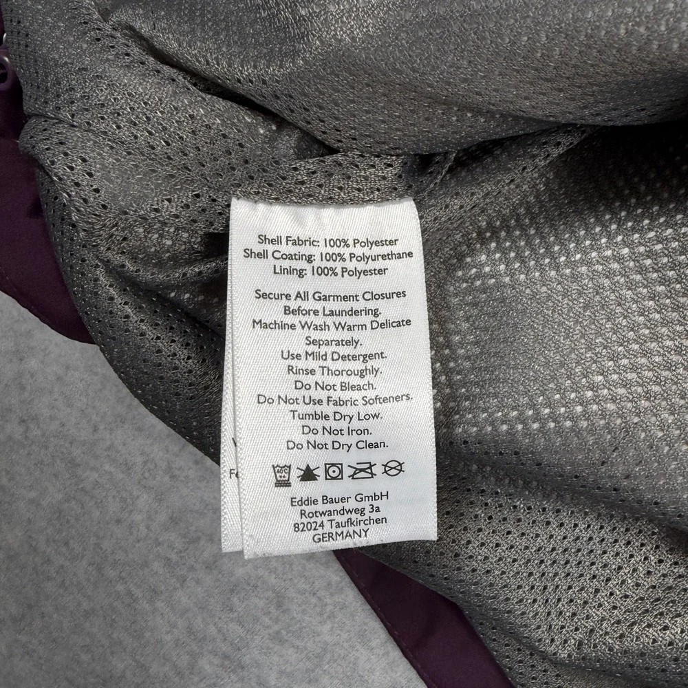 Eddie Bauer WeatherEdge Rain Jacket Women Medium Purple Hooded Outdoor Shell